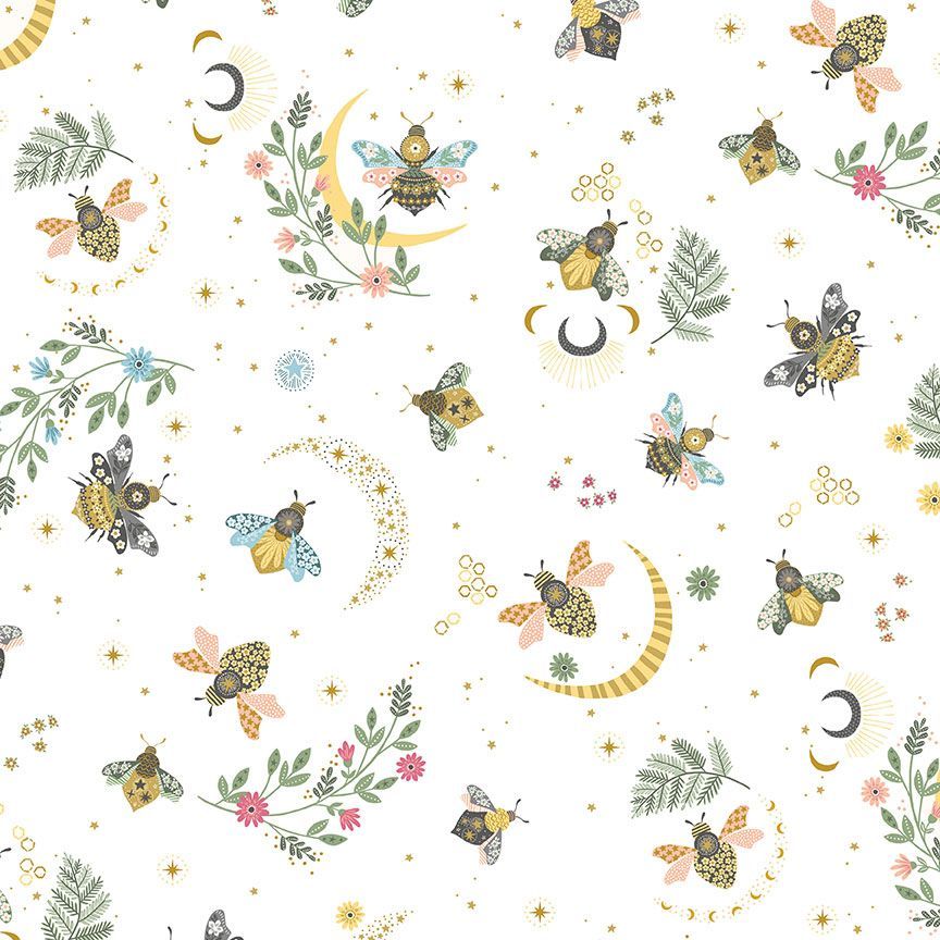 Fabric Dear Stella Designs White Sting like a Bee by the Quarter Yard D3274