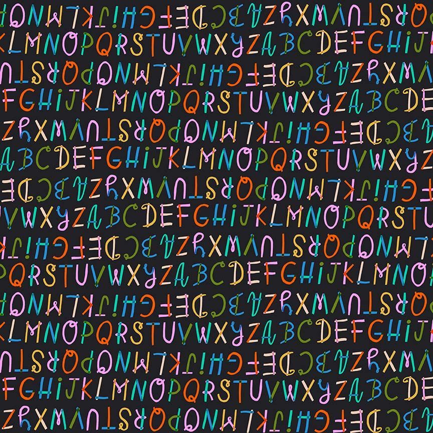 Multicolored alphabet letters on a black background