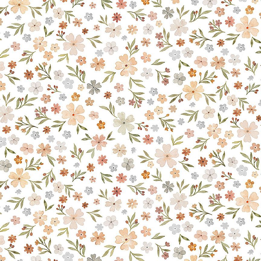 Fabric Dear Stella White Floral Dream Count on Me by the Quarter Yard DNS3316-WHITE