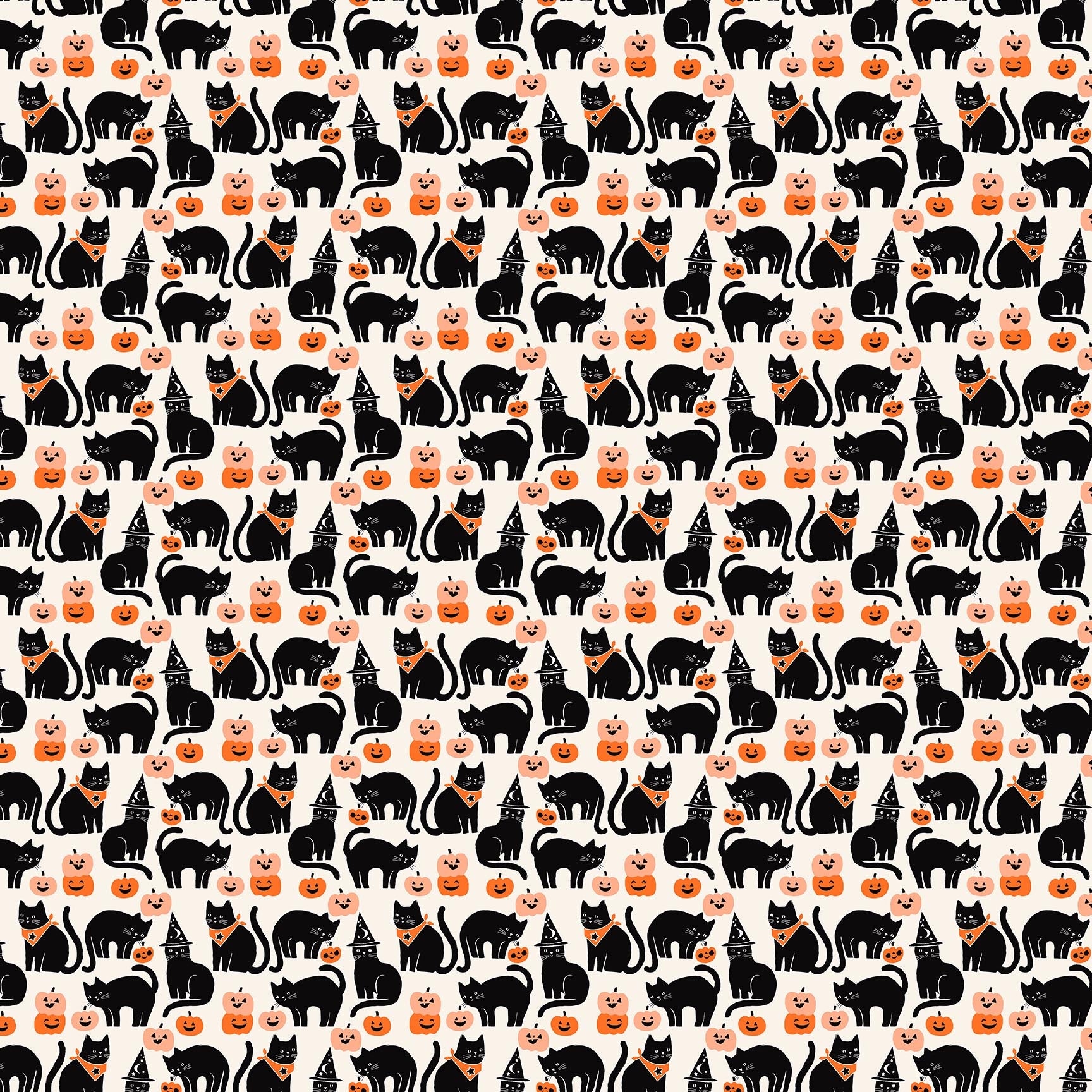 Fabric FIGO Black Cats Glow in the Dark Sweet Treats by the Quarter Yard 91256G-99
