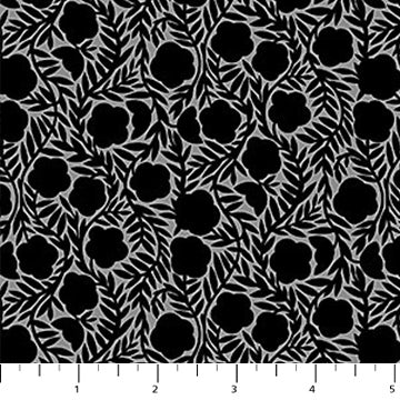 Fabric FIGO Black Chain Floral in Rayon Rhythm & Leaves by the Quarter Yard R91043-99
