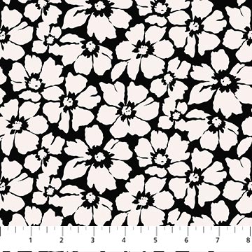 Fabric FIGO Black Floral Ink and Earth by the Quarter Yard 91220-99