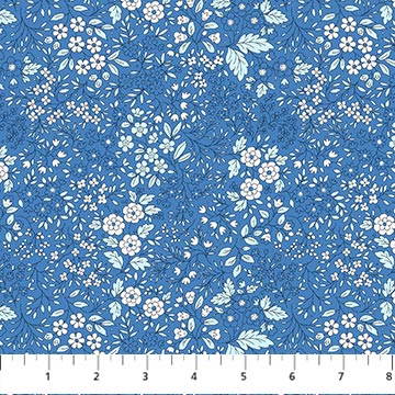 Fabric FIGO Blue Prairie Pocket Posies by the Quarter Yard R91196-42