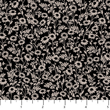 Fabric FIGO Charcoal Chamomile in Rayon Humblebee by the Quarter Yard R91123-99