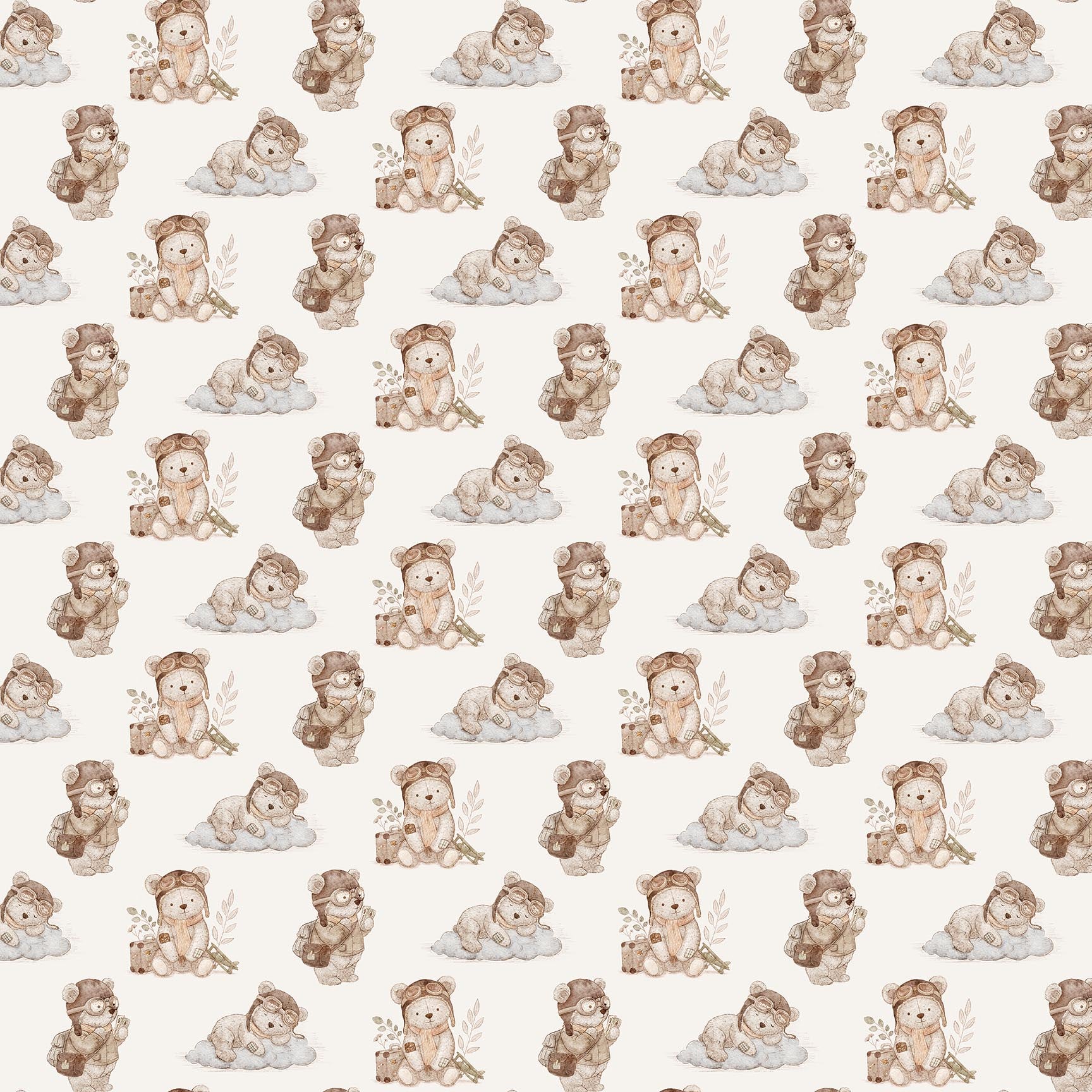 Fabric FIGO Cream Bears Soaring Dreams by the Quarter Yard 91239-12
