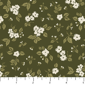 Fabric FIGO Green Dogwood Humblebee by the Quarter Yard RC91126-75