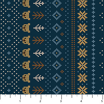 Fabric FIGO Navy Bear Stripe Cozy Cubs by the Quarter Yard 91102-49