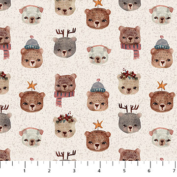 Fabric FIGO Taupe Bears Cozy Cubs by the Quarter Yard 91101-14