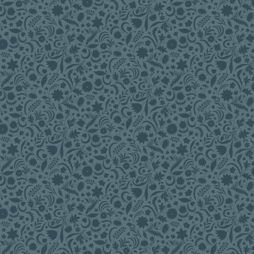 Fabric FIGO Teal Plant Silhouettes Tender in Rayon by the Quarter Yard R91161-69