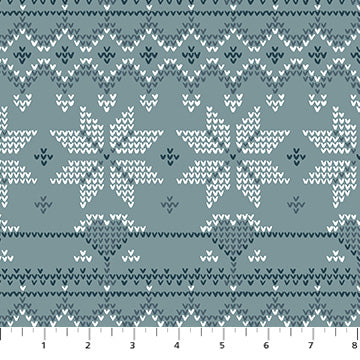 Fabric FIGO Teal Snow Stripe Cozy Cubs by the Quarter Yard 91103-61