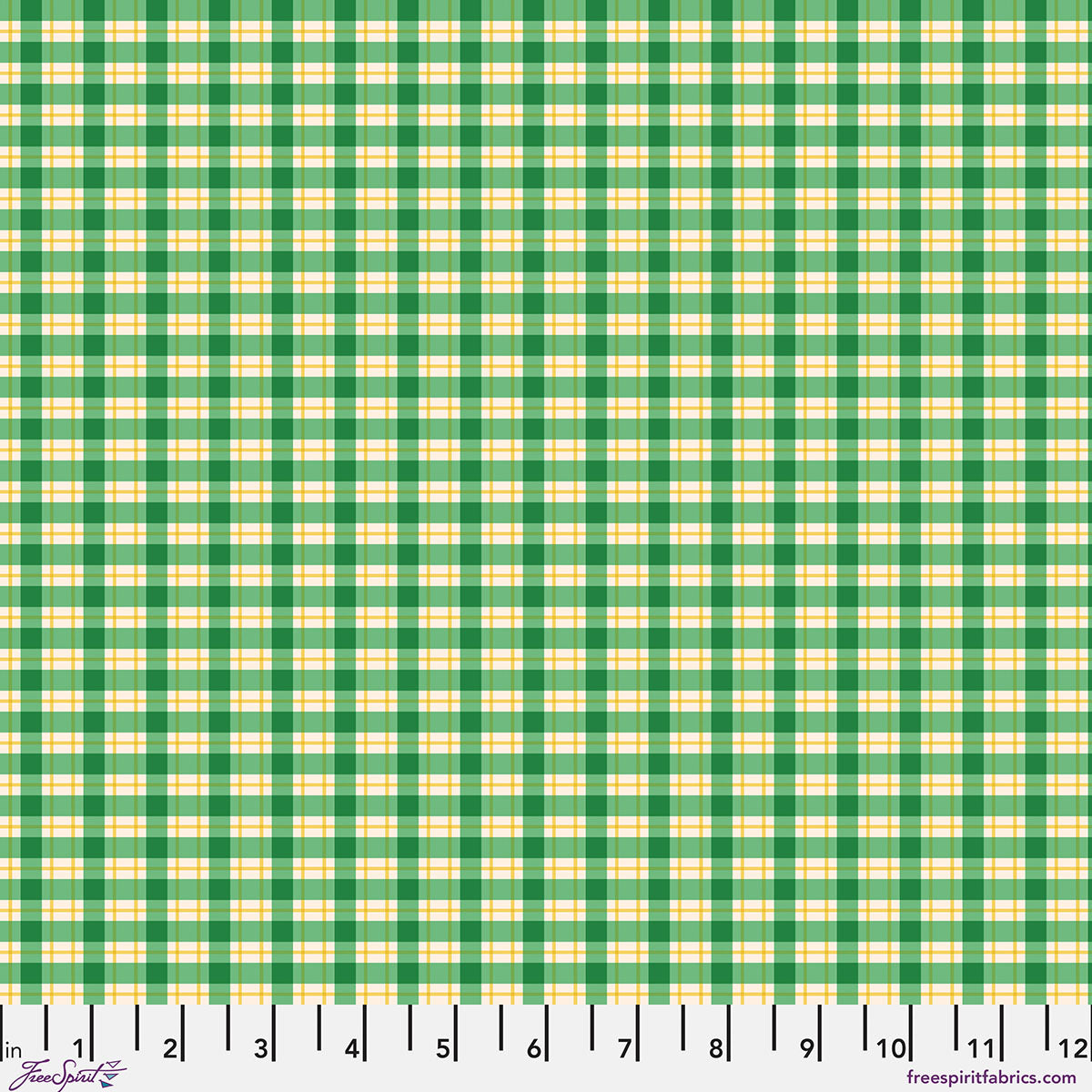 Green and yellow checkered pattern fabric swatch