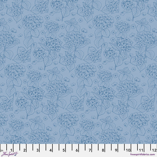 Fabric FreeSpirit Blue Hydrangea Primitive Cloth by the Quarter Yard PWSK093.BLUE