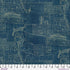 Vintage blueprint pattern with a ruler at the bottom, featuring geometric shapes and text.