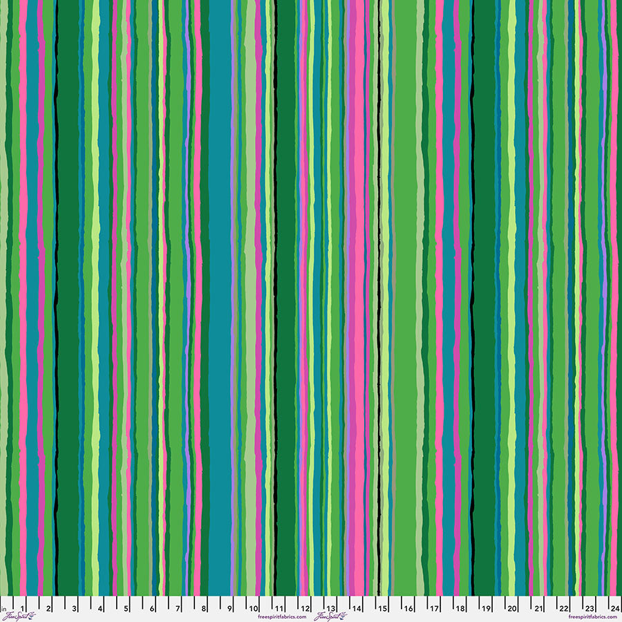 Fabric FreeSpirit Green Echo Stripe Kaffe Fassett Collective February 2026 by the Quarter Yard PWGP209.GREEN
