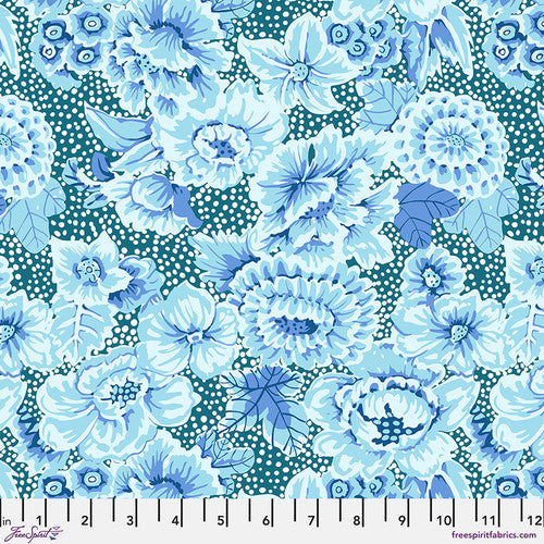 Fabric FreeSpirit Kaffe Fassett Blue Floral with Dots Kaffe: From the Archives by the Quarter Yard PWGP002.BLUE