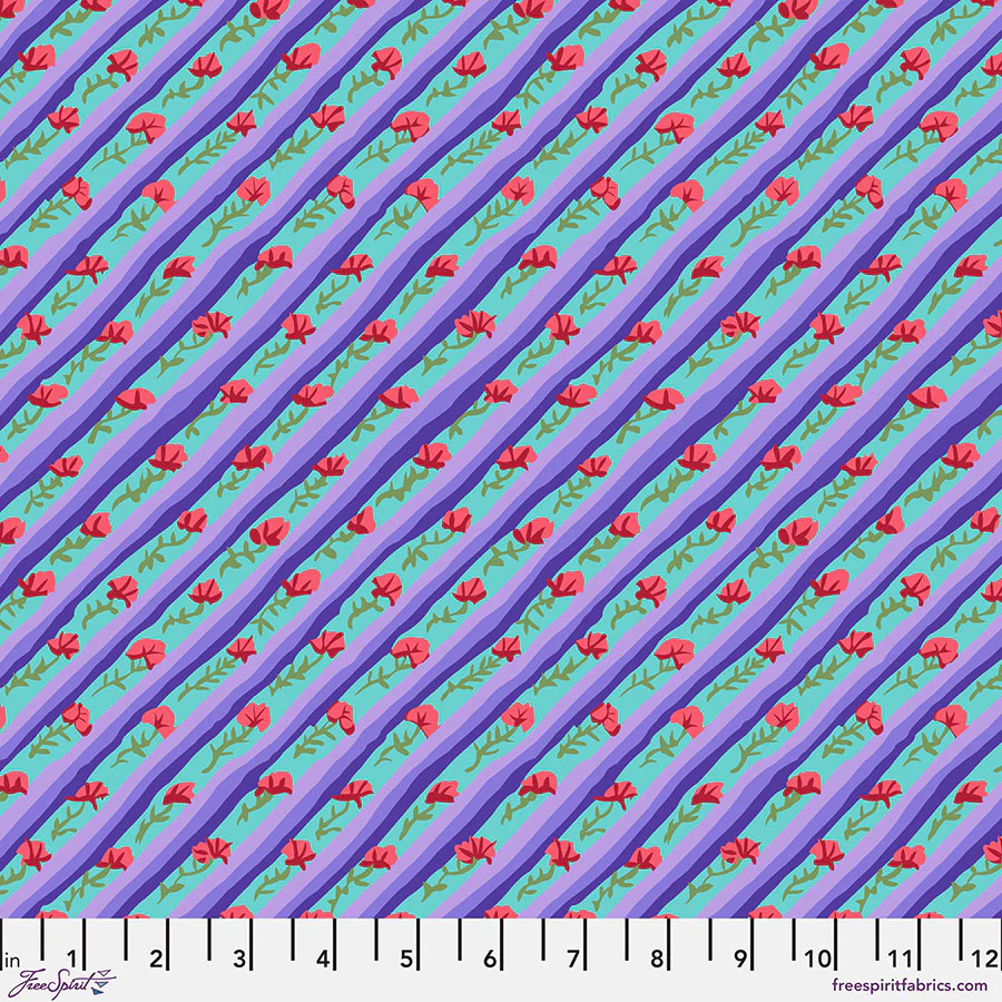 Fabric FreeSpirit Kaffe Fassett Purple Diagonal Poppy Kaffe: From the Archives by the Quarter Yard PWGP024.PURPLE