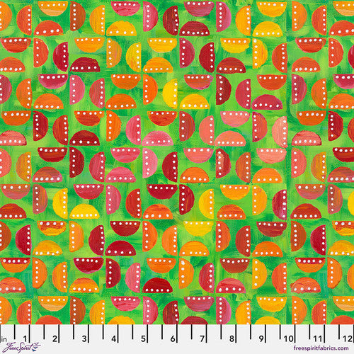 Fabric FreeSpirit Lime Pinwheel Party Dragonfly Dance by the Quarter Yard PWSP112.LIME