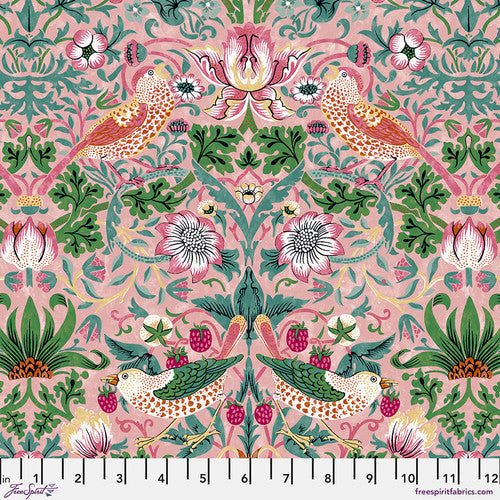 Fabric FreeSpirit Morris & Co. Blush Strawberry Thief Bedford Park by the Quarter Yard PWWM001.BLUSH