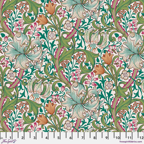 Fabric FreeSpirit Morris & Co. Fuchsia Golden Lily Bedford Park by the Quarter Yard PWWM028.FUCHSIA