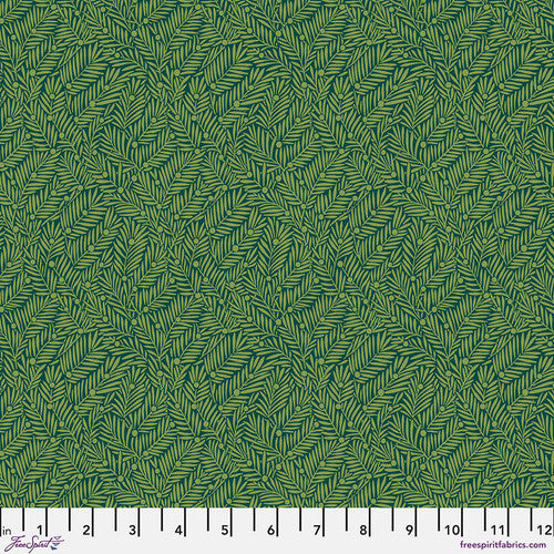Fabric FreeSpirit Morris & Co. Teal Yew & Aril Bedford Park by the Quarter Yard PWWM135.TEAL