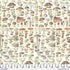 Pattern of various illustrated mushrooms on a fabric swatch with a ruler at the bottom.