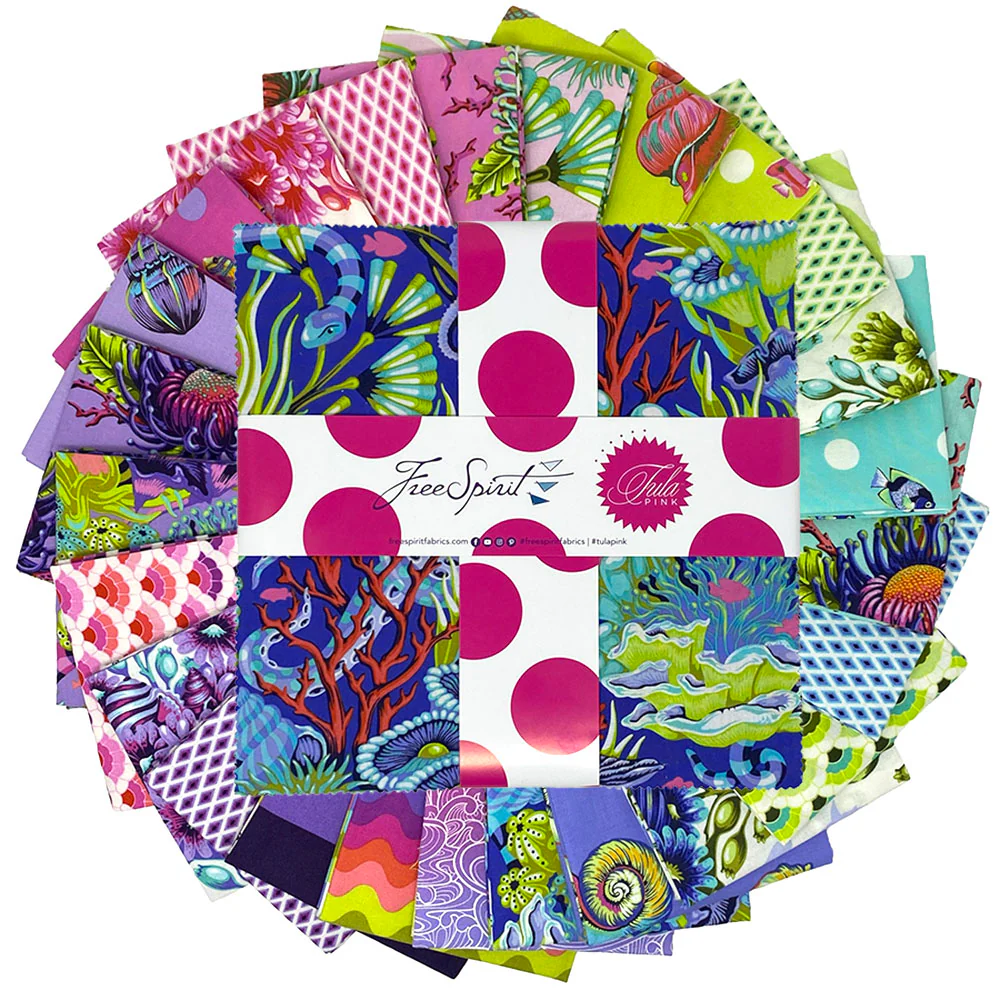 Fabric FreeSpirit Precuts Tula Pink Floral Reef 10" Squares FB610TP.FLORAL