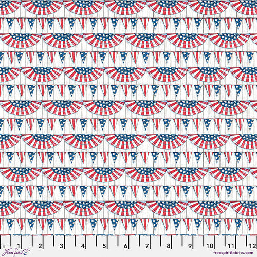 Fabric FreeSpirit Red America's Birthday Bunting Happy Birthday, America! by the Quarter Yard PWMY029.RED