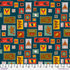 Fabric FreeSpirit Teal Postage Stamps Love Letters by the Quarter Yard PWRH136.TEAL