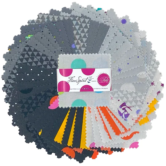 Fabric FreeSpirit Tula Pink Graywork 2.5" Mini Charm Pack FB18MCTP.GRAYWORK