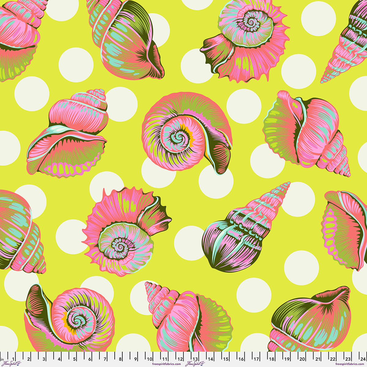 Fabric FreeSpirit Tula Pink Seagrass Big Shelly Floral Reef 108" Wide Back by the Quarter Yard QBTP021.SEAGRASS