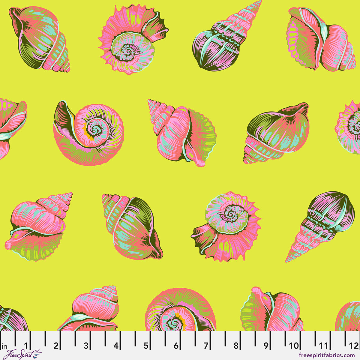Fabric FreeSpirit Tula Pink Seagrass Lil Shelly Floral Reef by the Quarter Yard PWTP266.SEAGRASS