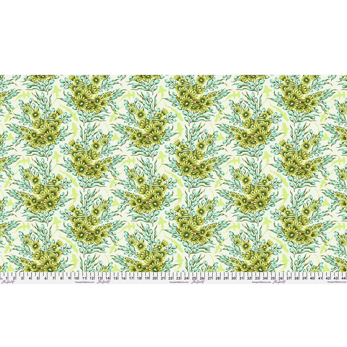 Fabric FreeSpirit Tula Pink Seagrass Shadow Sharks Floral Reef by the Quarter Yard PWTP267.SEAGRASS