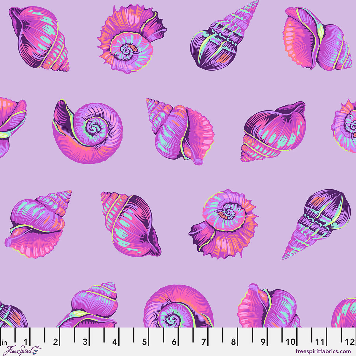 Fabric FreeSpirit Tula Pink Ultraviolet Lil Shelly Floral Reef by the Quarter Yard PWTP266.ULTRAVIOLET