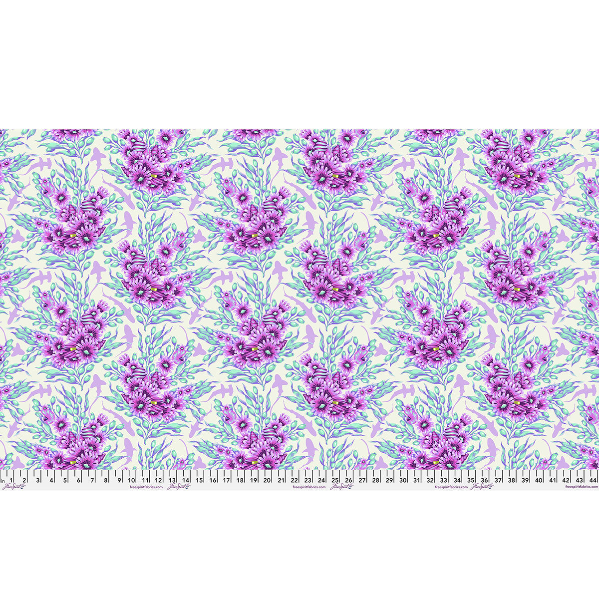 Fabric FreeSpirit Tula Pink Ultraviolet Shadow Sharks Floral Reef by the Quarter Yard PWTP267.ULTRAVIOLET