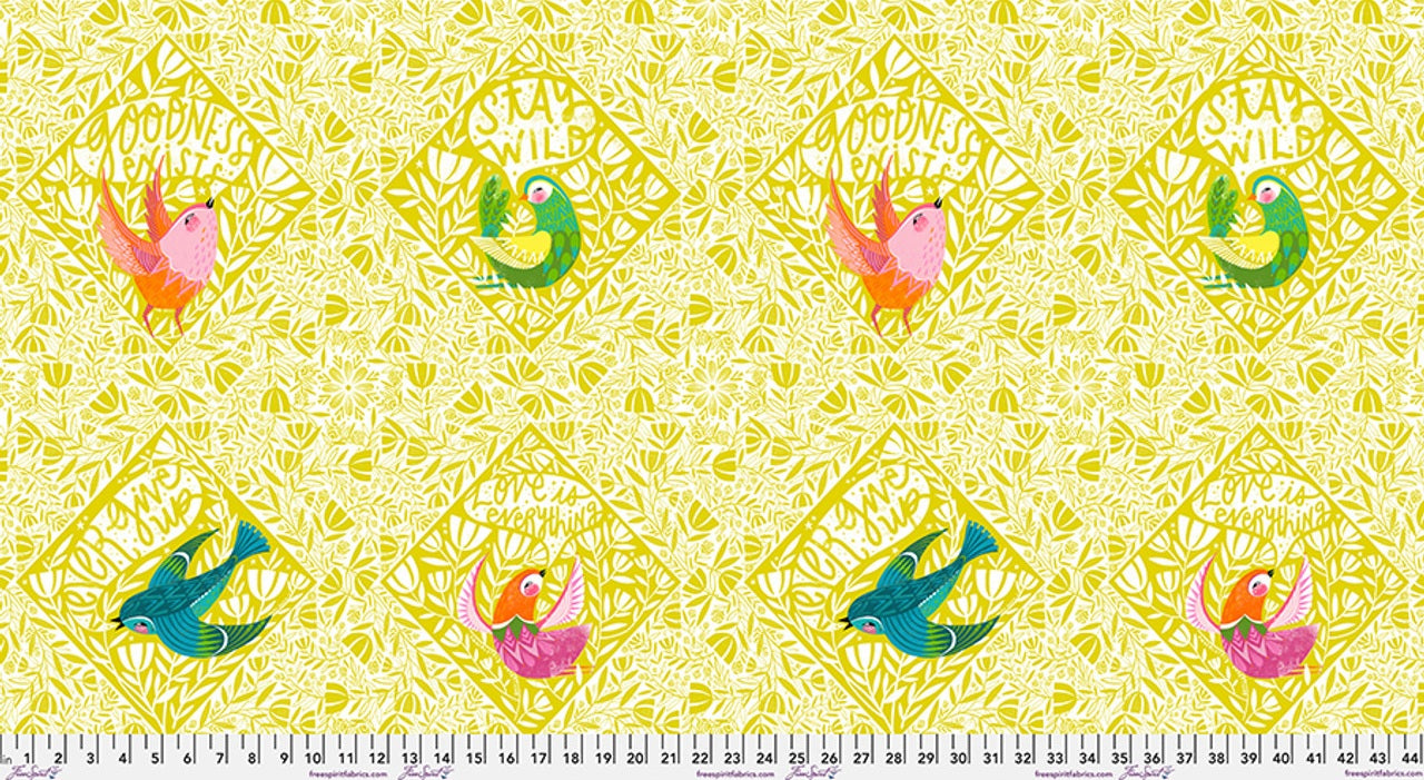 Fabric FreeSpirit What the Birds Said 24x44" Tile Panel PWCD162.XTILE