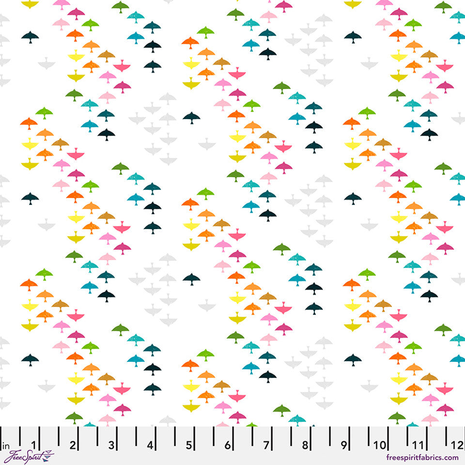 Fabric FreeSpirit White In Flight What the Birds Said by the Quarter Yard PWCD159.XWHITE