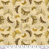 Butterfly pattern fabric with text on a beige background