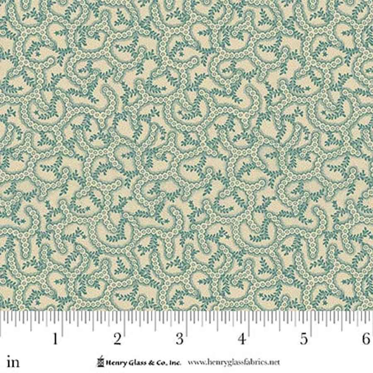 Fabric Henry Glass Aqua Pebbled Path Love Struck by the Quarter Yard 2285-14