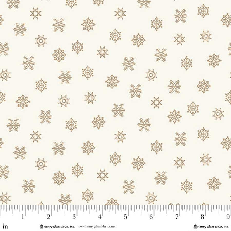 Fabric Henry Glass Beige Snowflake Seasonal Shirtings by the Quarter Yard 2569-03