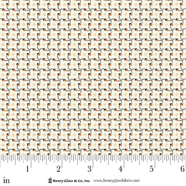 Fabric Henry Glass Black/Orange Triangles Seasonal Shirtings by the Quarter Yard 2572-93