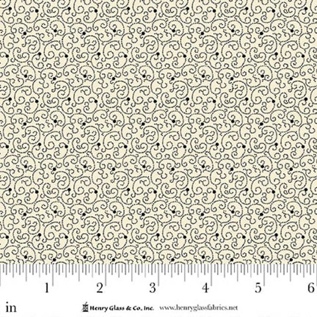 Fabric Henry Glass Black Swirly Dot Seasonal Shirtings by the Quarter Yard 2568-09