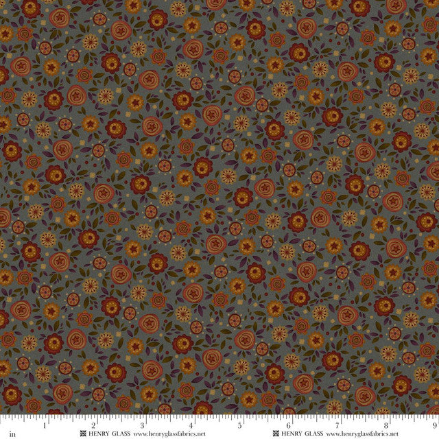Fabric Henry Glass Blue Calico Bountiful Blessings by the Quarter Yard 3636-77