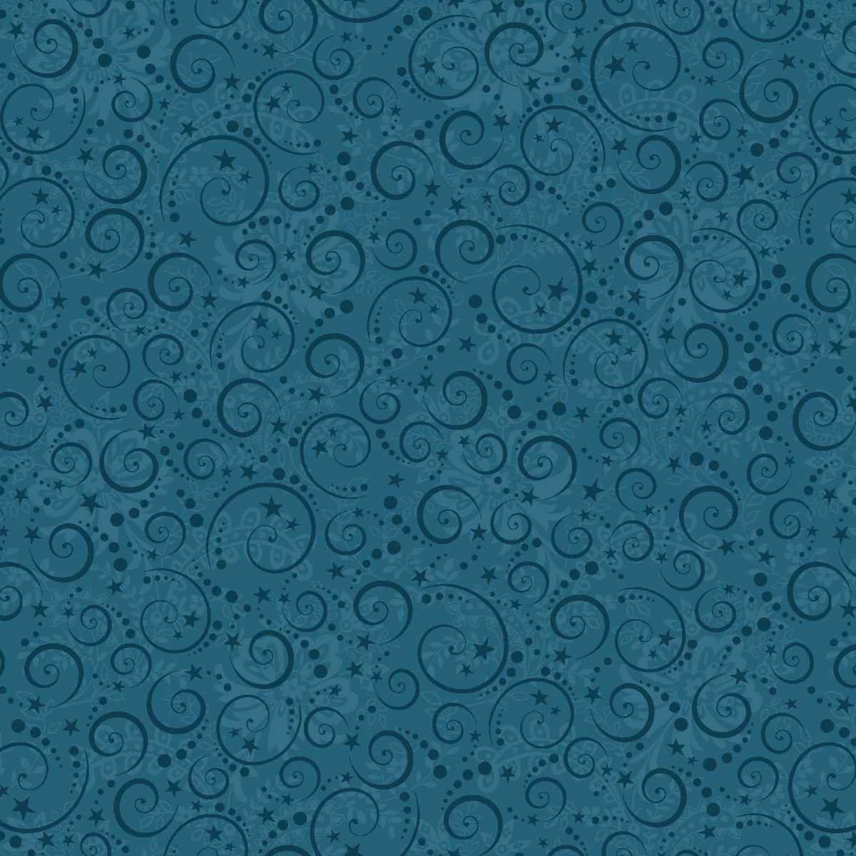 Blue fabric with swirls and dots pattern