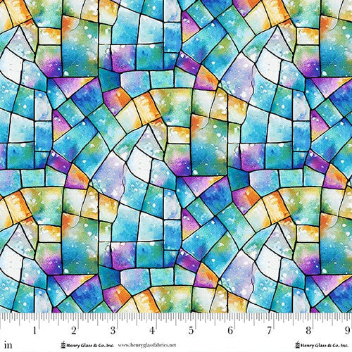 Fabric Henry Glass Blue/Multi Kaleidoscope 108" Wide Back by the Quarter Yard 2178-75