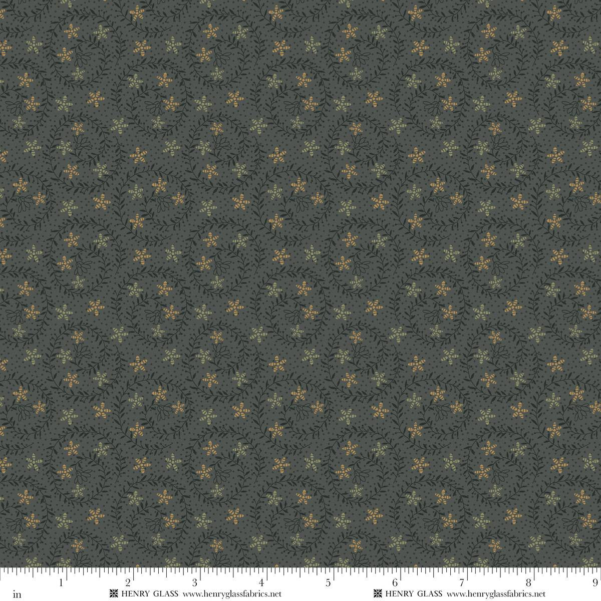 Fabric Henry Glass Blue Sprig Bountiful Blessings by the Quarter Yard 3638-77