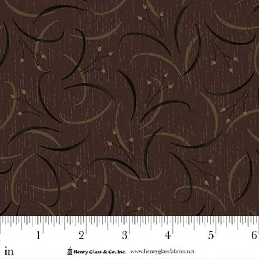 Fabric Henry Glass Brown Lily Swirl Hearth & Home by the Quarter Yard 3614-38
