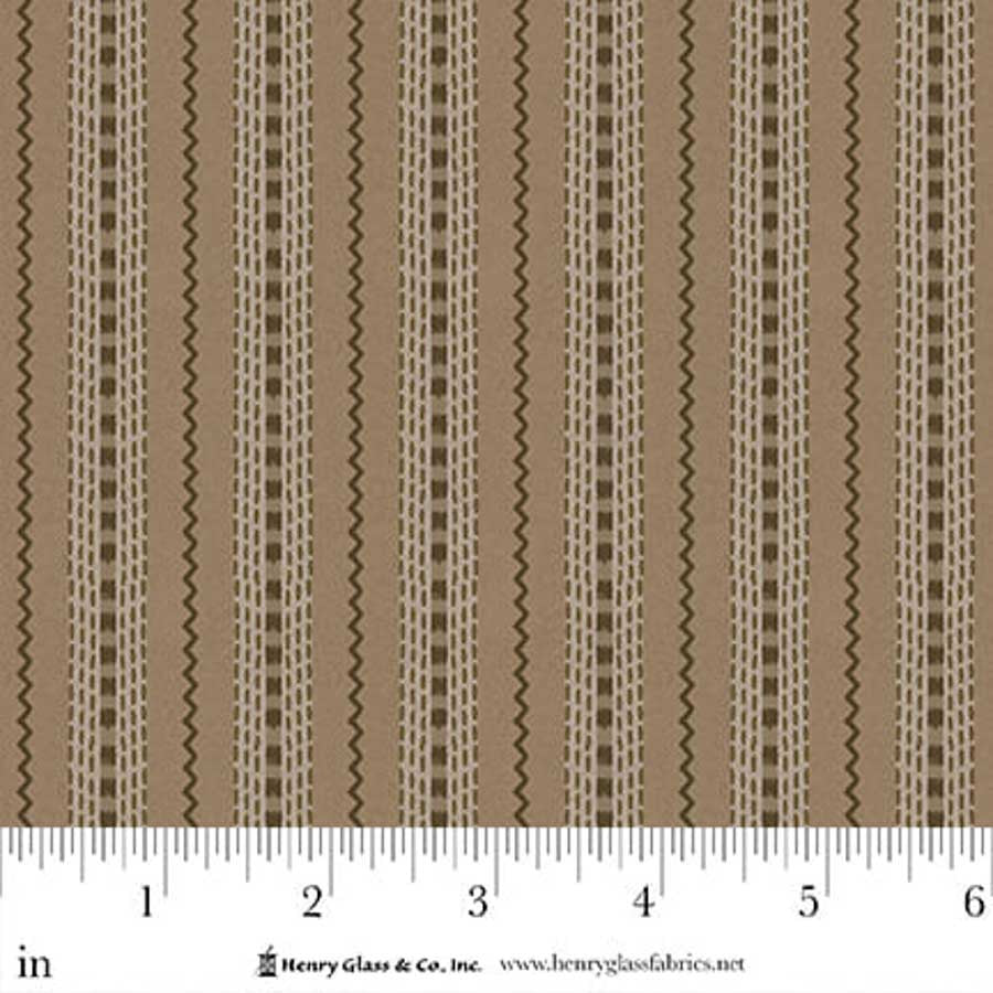 Fabric Henry Glass Brown Printed Ticking Hearth & Home by the Quarter Yard 3621-38