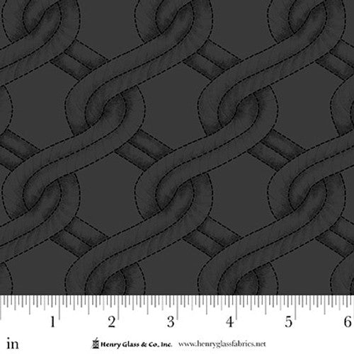 Fabric Henry Glass Charcoal Black Stitched Braid 108" Wide Back by the Quarter Yard 2155-91