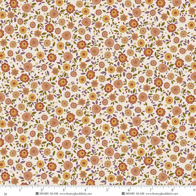 Fabric Henry Glass Cream Calico Bountiful Blessings by the Quarter Yard 3636-44