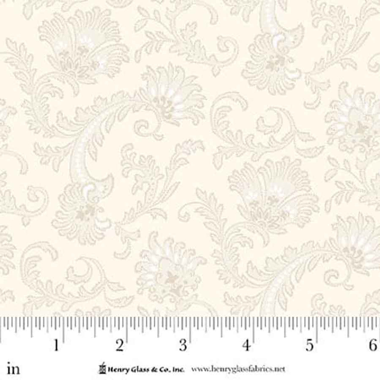 Fabric Henry Glass Cream Hydrangea Sprays Love Struck by the Quarter Yard 2303-40